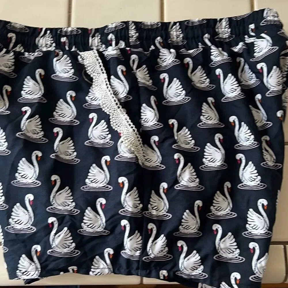 Francesca’s Blue Rain Swan Lace shorts Nwt Small